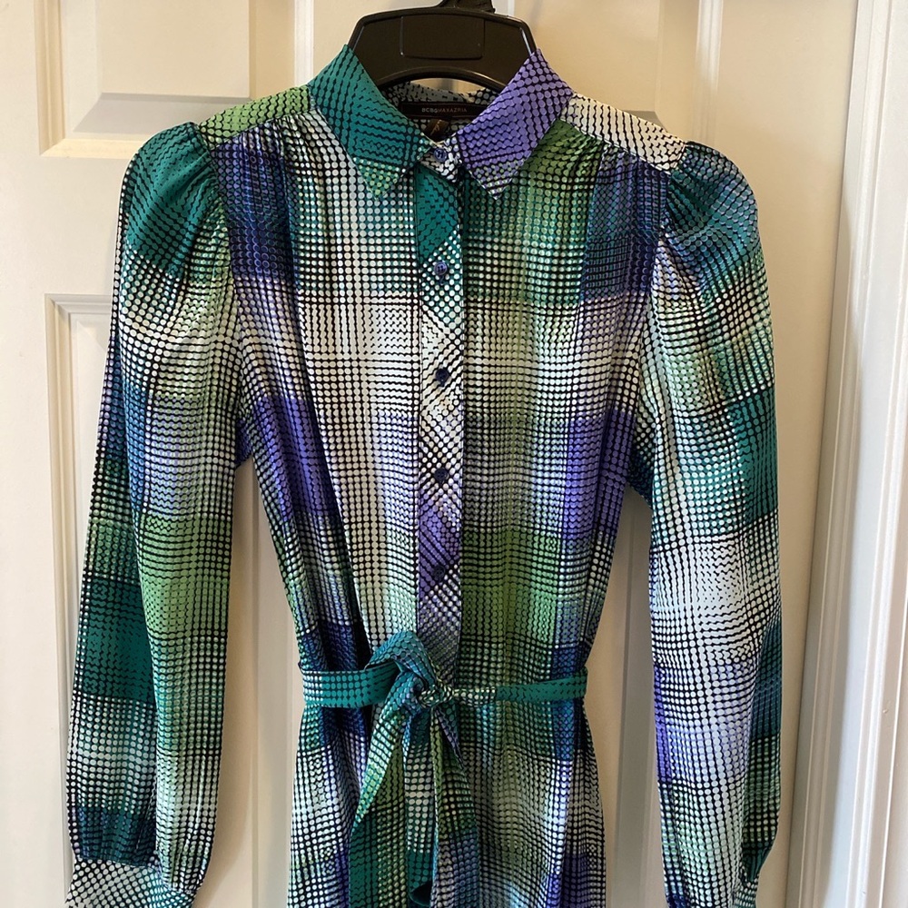 BCBG silky work shirt dress
